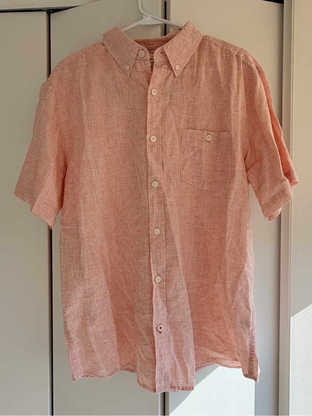 Vintage Coral Button-Down Short Sleeve Shirt